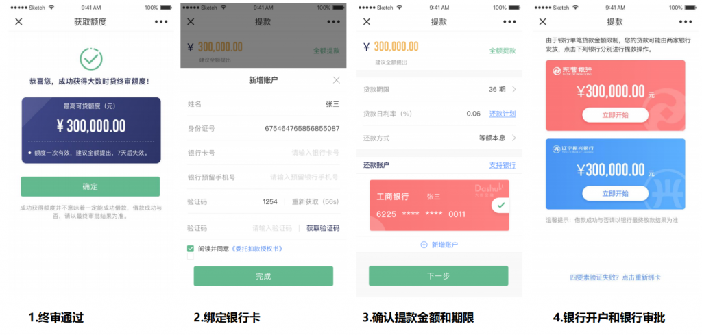 大数金融-小微快贷：申请流程、提款流程、还款流程